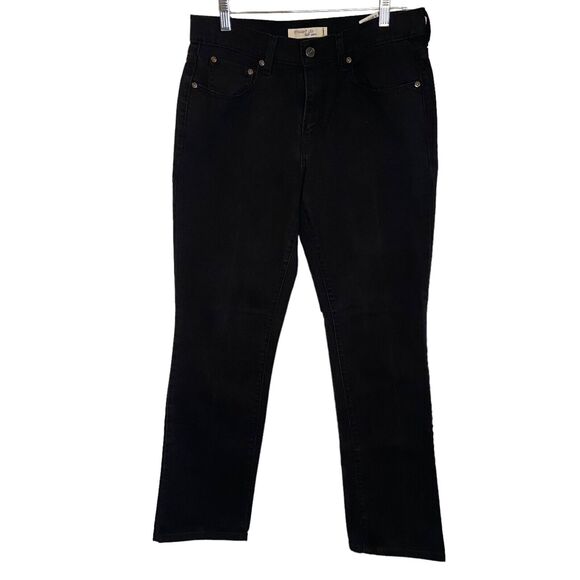 Levi’s 505 Straight Leg Women 8 M Jeans‎ Black Cotton Blend Stretch Levis Casual - Picture 1 of 8